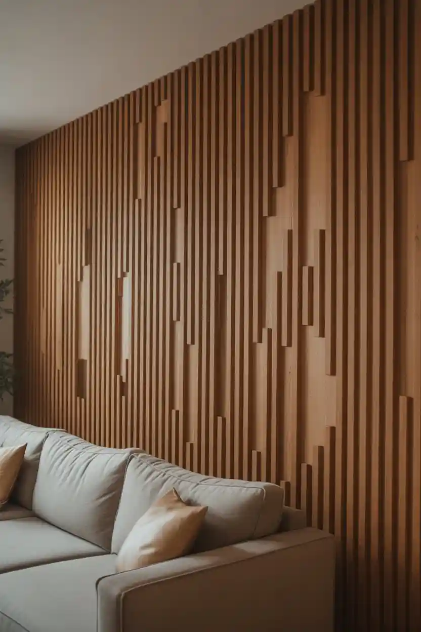 3D Wooden Slat Accent Wall