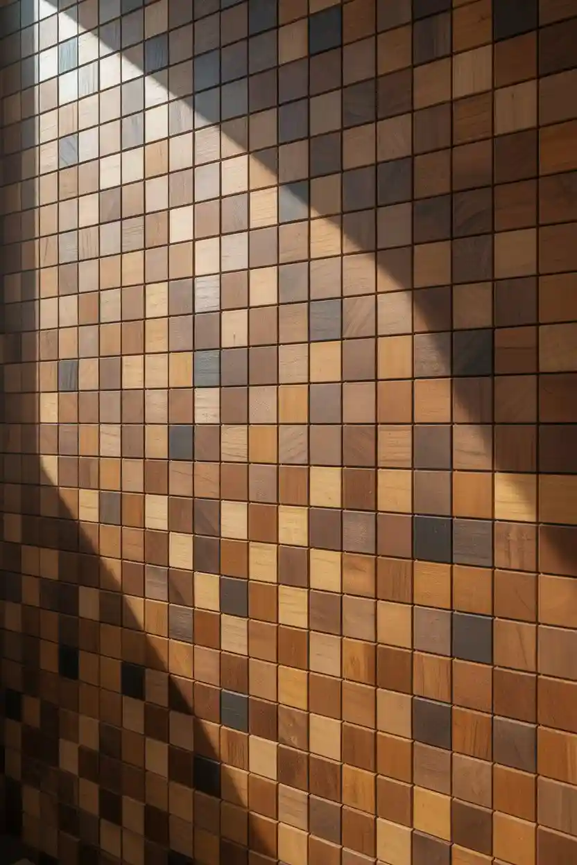 Wooden Block Mosaic Wall Art