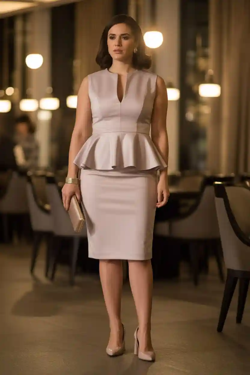 30 Romantic Date Night Outfit Ideas 23 Peplum Top with Pencil Skirt