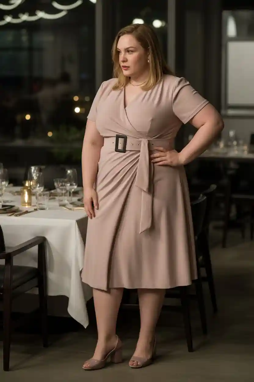 30 Romantic Date Night Outfit Ideas 22 Wrap Dress with Statement Belt
