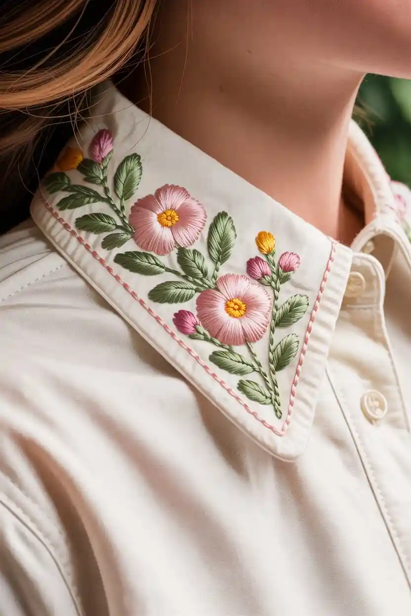 Embroidered Collar Detail Design