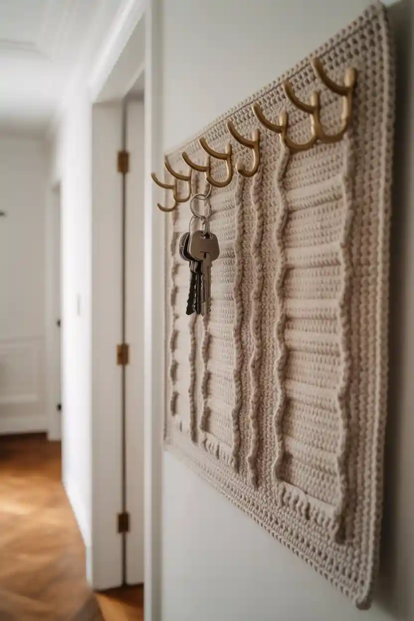 30 Free Crochet Pattern Ideas for Home Decor 31 Crochet Entryway Key Holder Panel