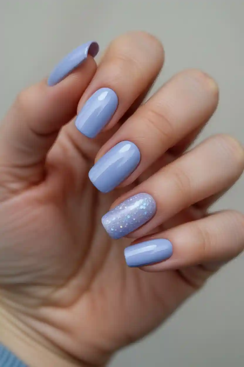 30 Pastel Long Nail Ideas 30 Pastel Blue and Glitter Mix