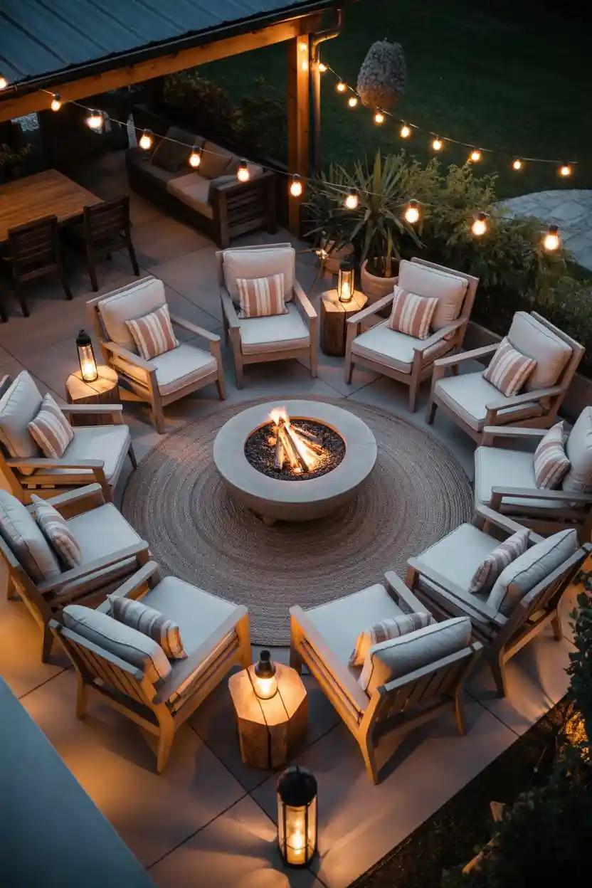 30 Patio Lounge Layouts Ideas 2 Patio Lounge Layouts Circular Firepit Lounge