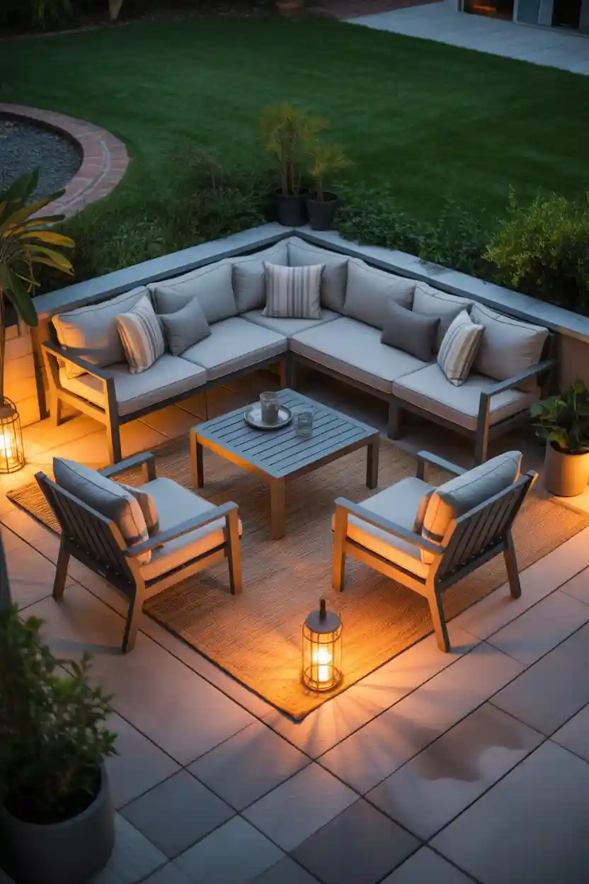 30 Patio Lounge Layouts Ideas 27 Corner L-Shaped Loungers
