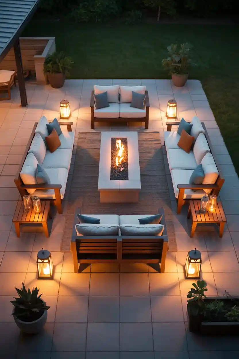 30 Patio Lounge Layouts Ideas 29 Rectangular Conversation Layout