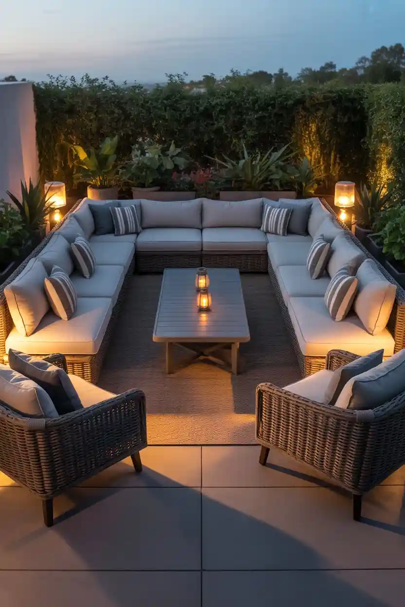 30 Patio Lounge Layouts Ideas 3 U-Shaped Modular Sectional