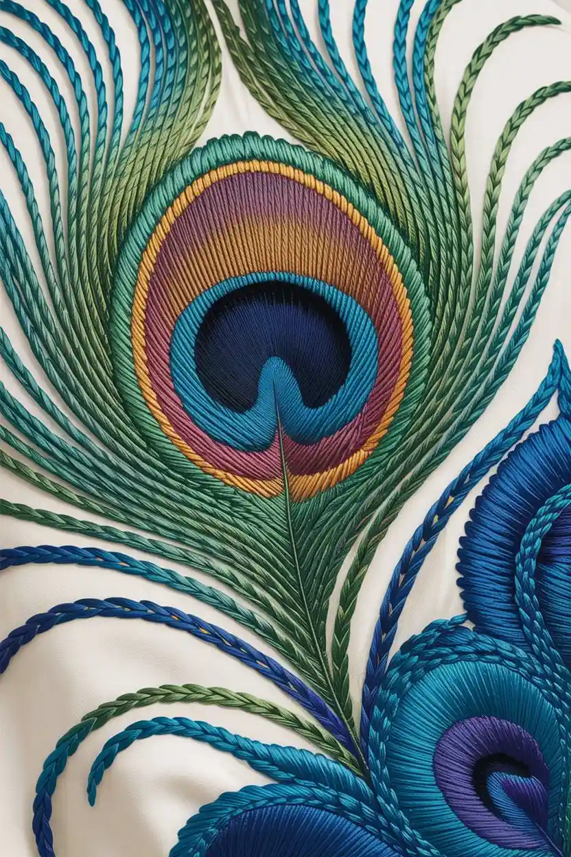 Peacock Feather Embroidery Design
