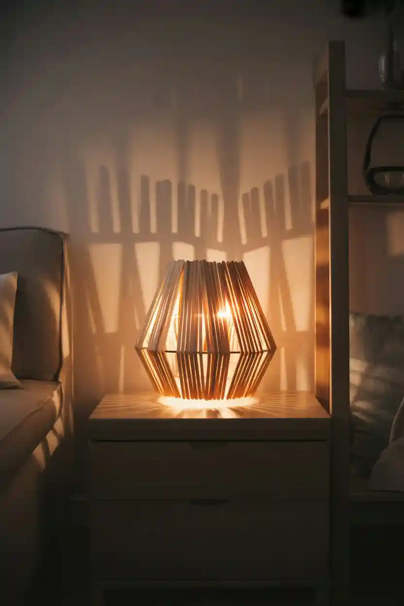 30 Weekend Craft Project Ideas 8 Popsicle Stick Geometric Lamp Craft Project