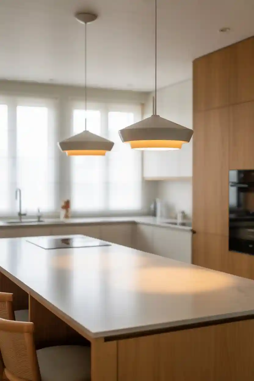 Minimal Pendant Lighting Over Island