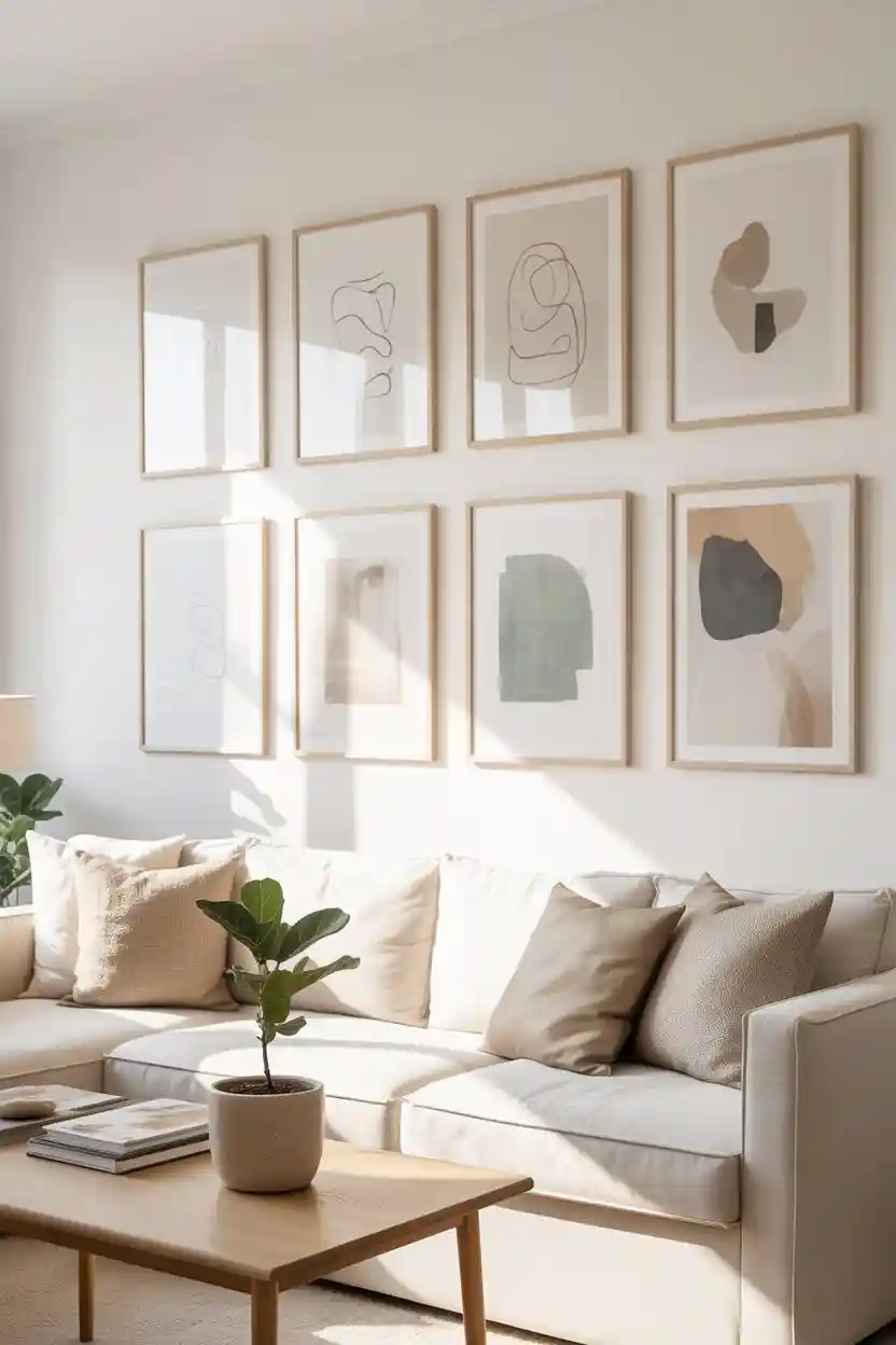 30 Scandinavian Living Room Decor Ideas 22 Minimal Wall Art with Clean Frames