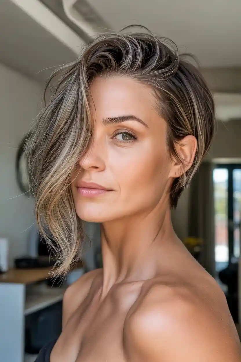 Long Pixie Cut with Side Sweep