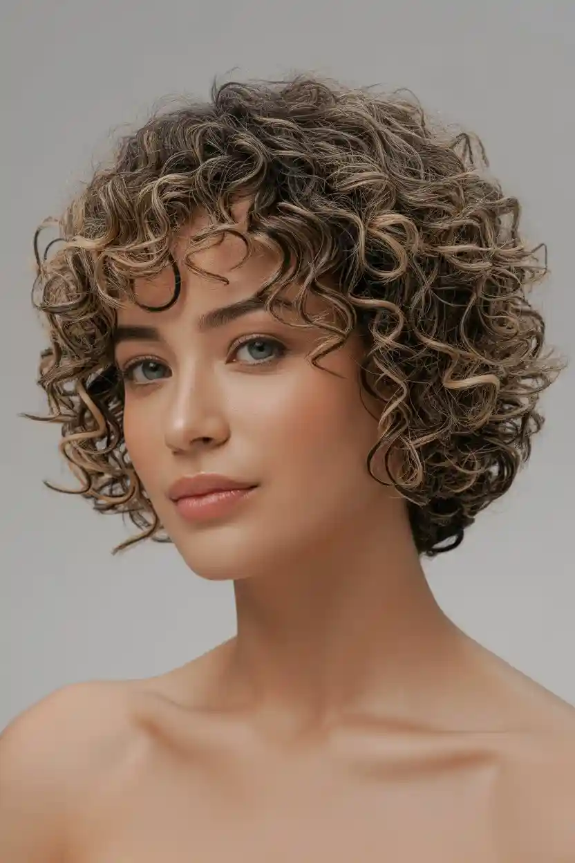 Short Curly Haircut with Shape