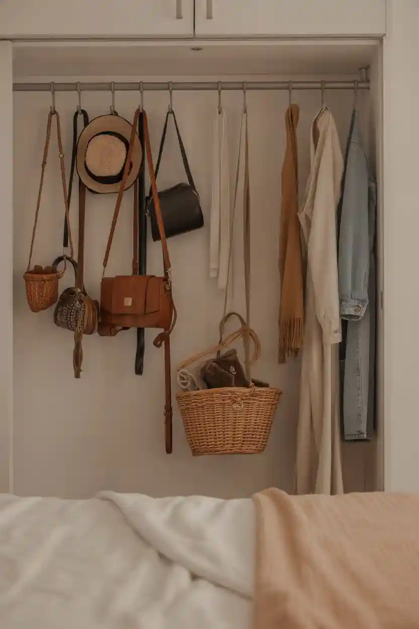 30 Small Bedroom Closet Organization Ideas 14 Add Hooks Inside the Closet