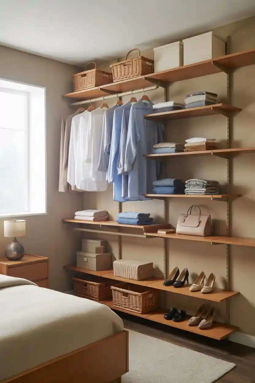 30 Small Bedroom Closet Organization Ideas 5 Install Adjustable Shelving Units