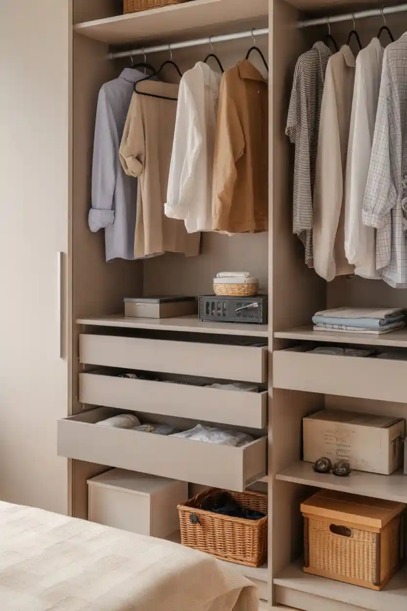 30 Small Bedroom Closet Organization Ideas 20 Install Sliding or Pocket Drawers
