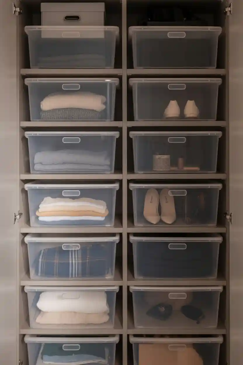 30 Small Bedroom Closet Organization Ideas 4 Use Clear Storage Bins