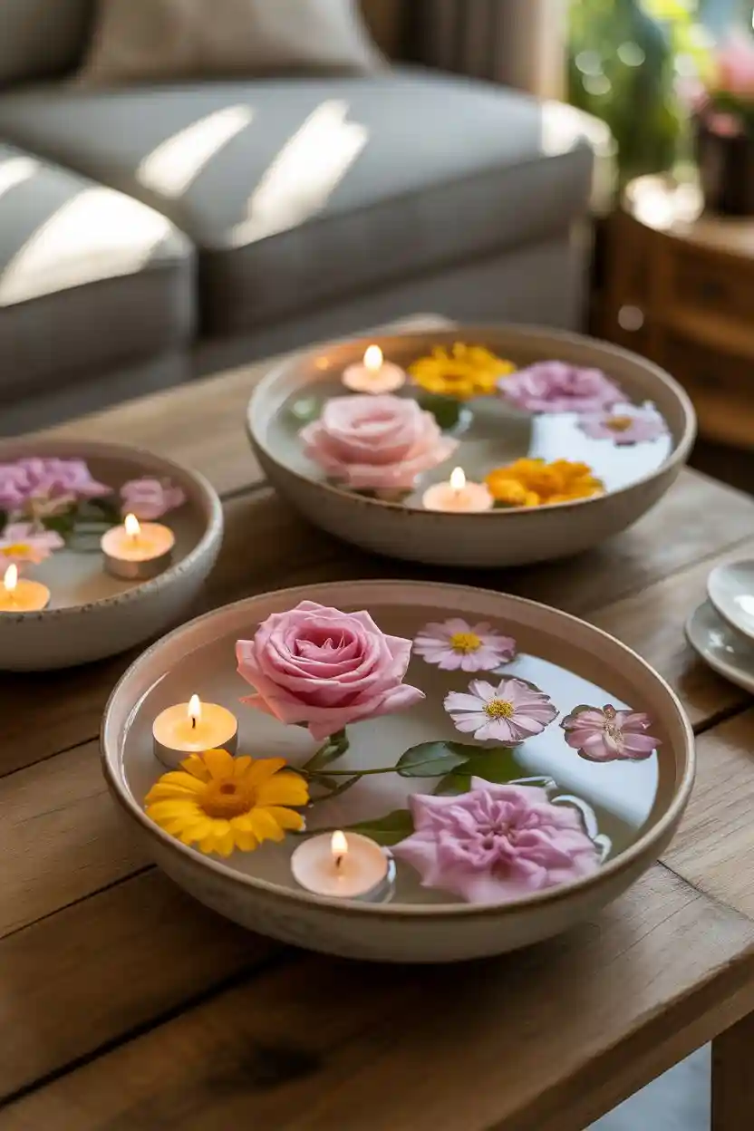 Floating Floral Candle Bowls