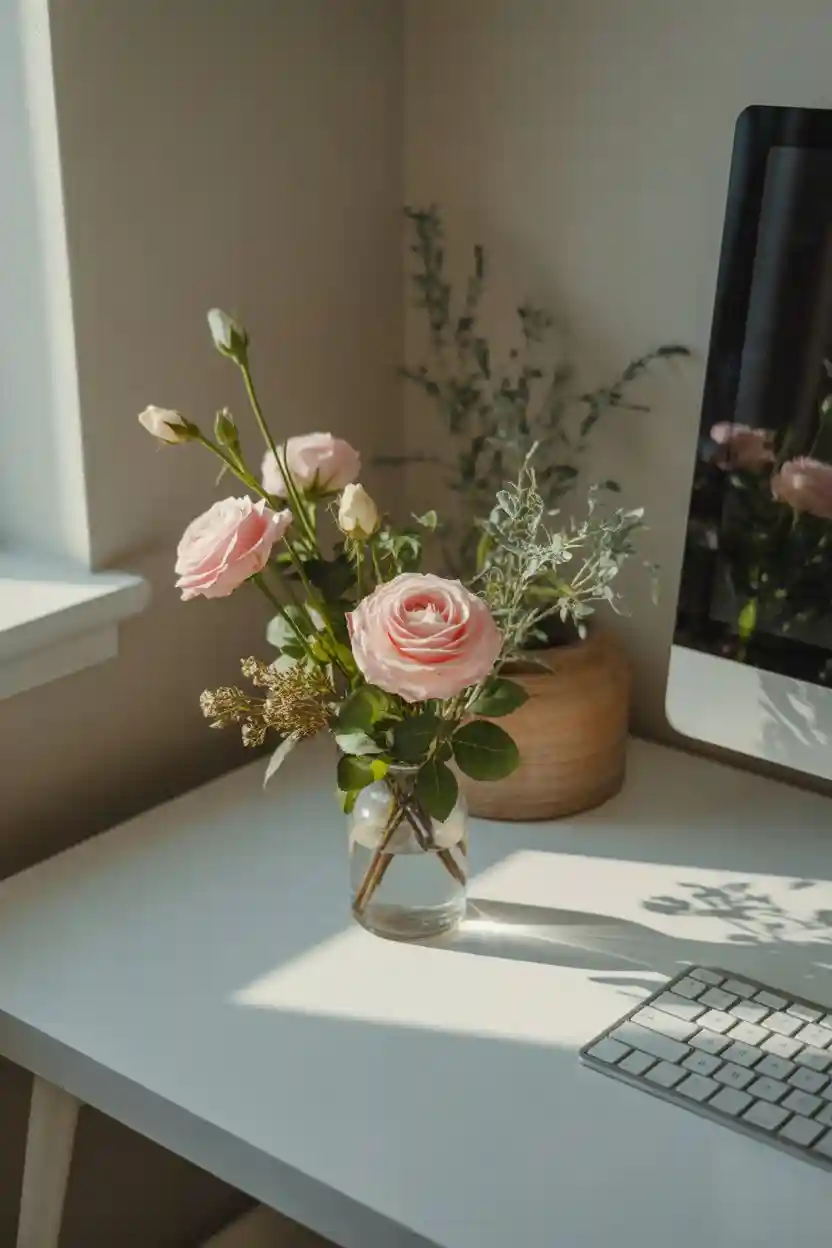 Fresh Floral Desk Corner Accent