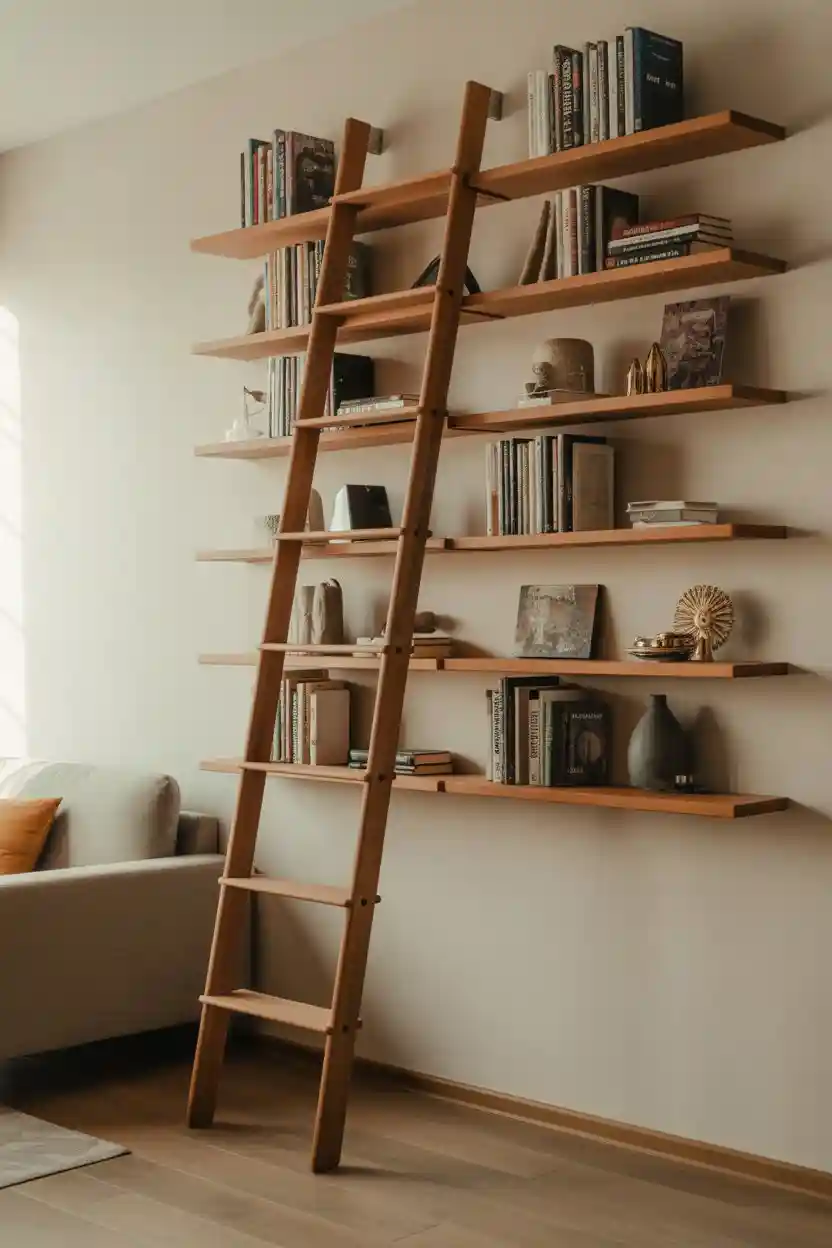 30 Upcycled Bookshelf Ideas 12 Floating Ladder Bookshelf