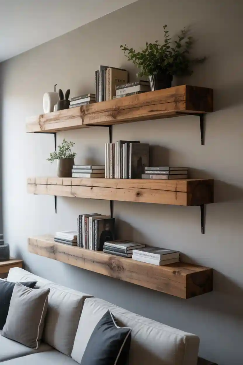 30 Upcycled Bookshelf Ideas 4 Floating Shelf from Reclaimed Wood