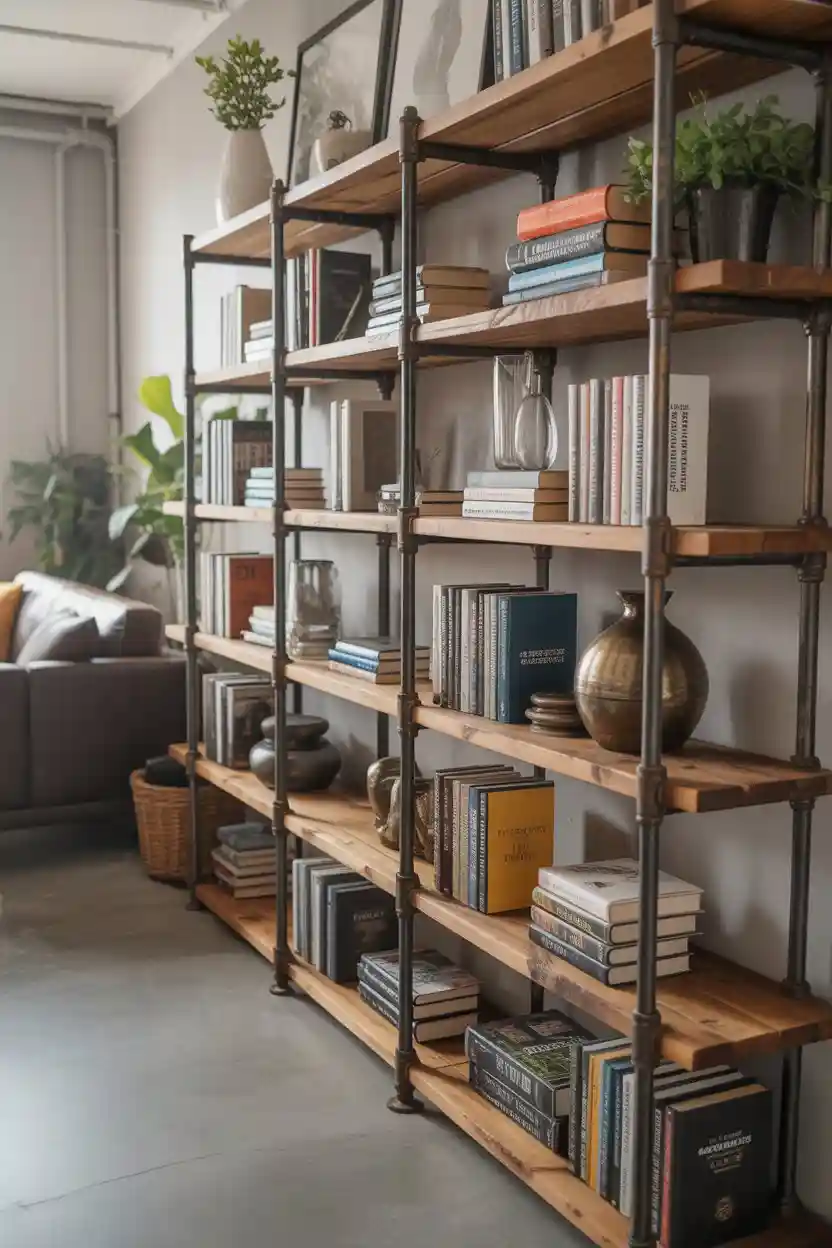 30 Upcycled Bookshelf Ideas 19 Industrial Pipe Bookshelf