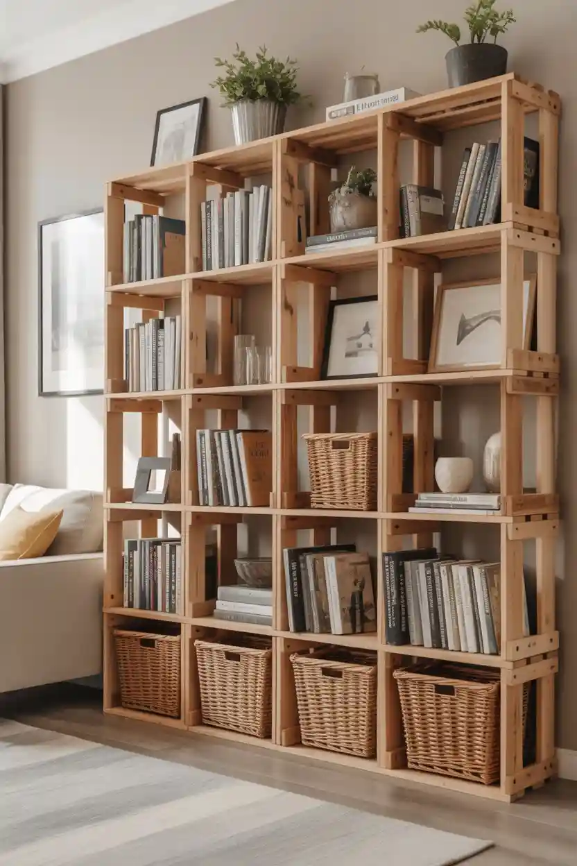 30 Upcycled Bookshelf Ideas 22 Pallet Cube Bookshelf