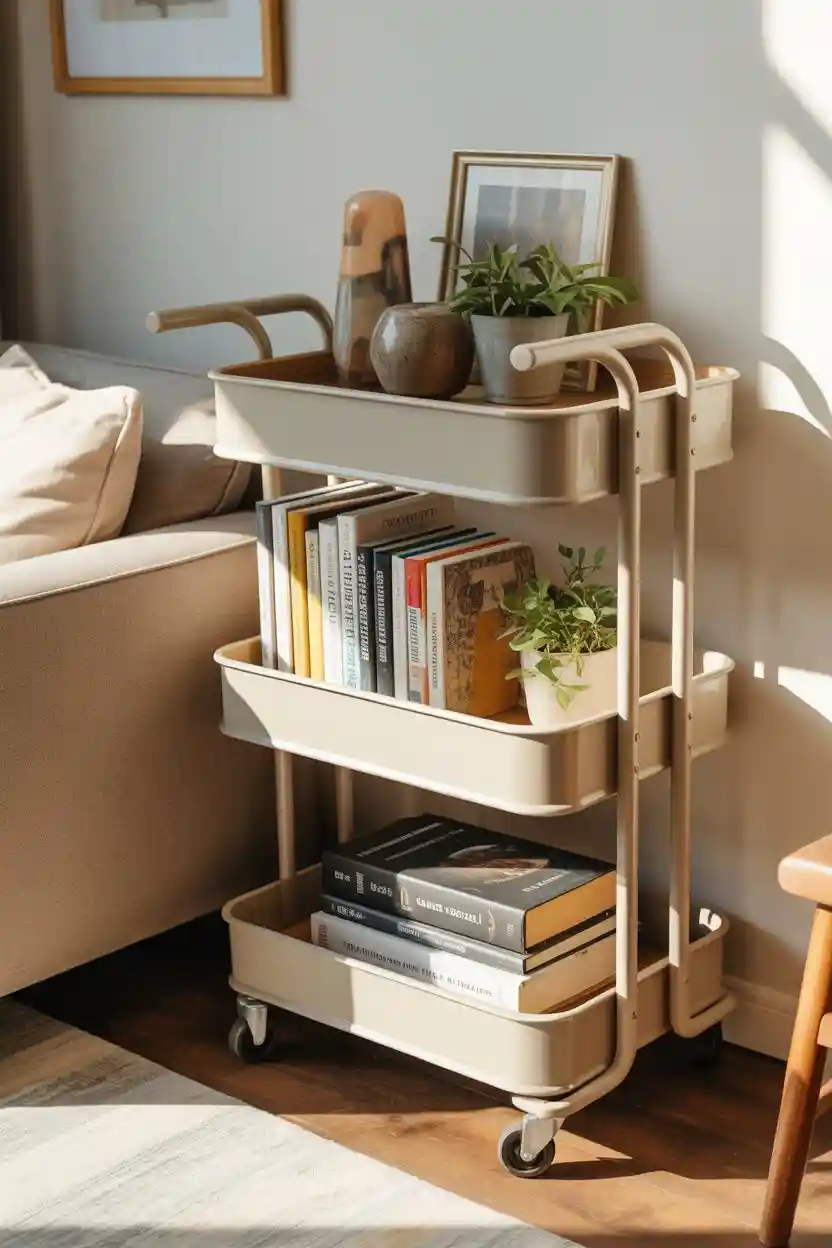 30 Upcycled Bookshelf Ideas 31 Rolling Cart Bookshelf