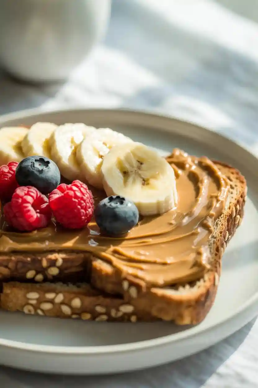 25 Delicious Vegan Breakfast Ideas That Everyone Will Love 21 Peanut Butter Toast with Fruit