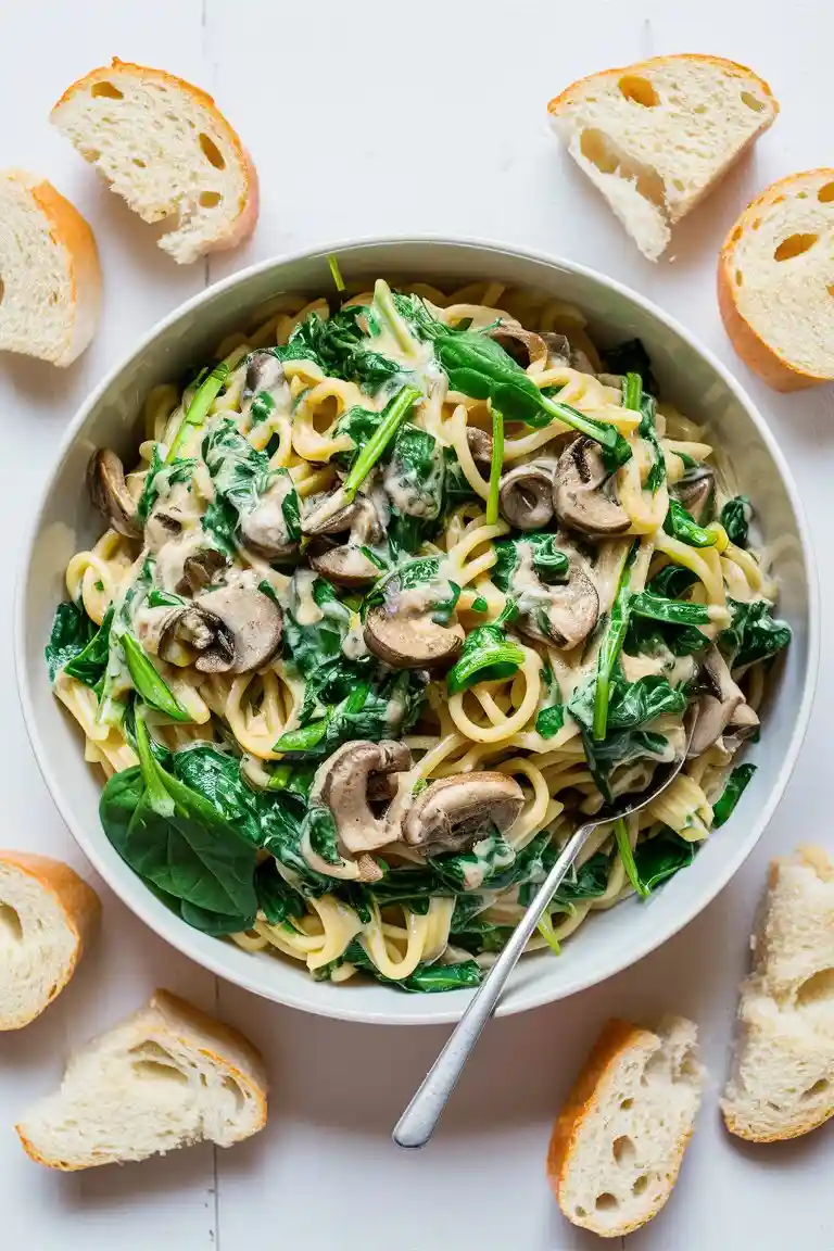Creamy Spinach and Mushroom Pasta