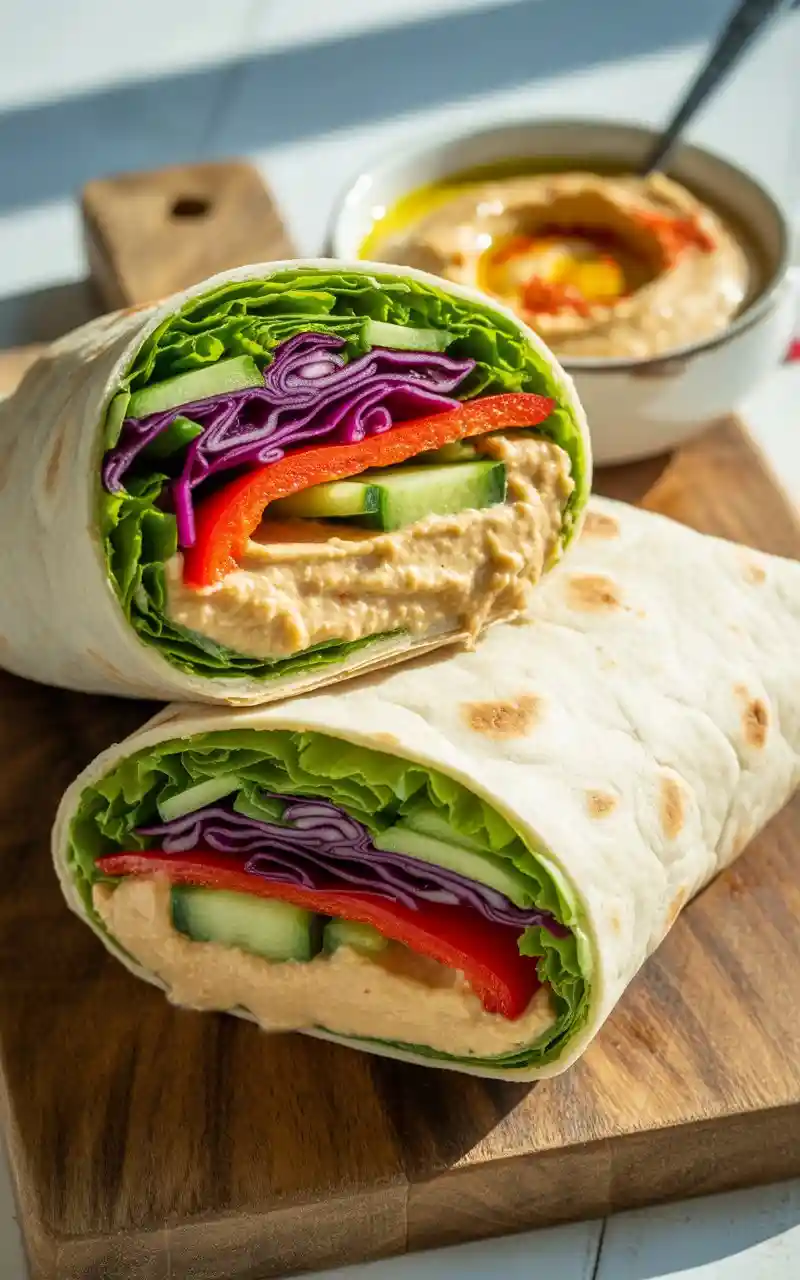 30 Easy to Make Vegetarian Lunch Ideas 20 Hummus and Veggie Wrap