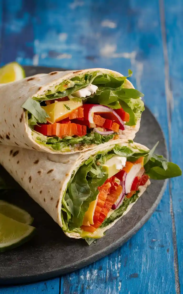 30 Easy to Make Vegetarian Lunch Ideas 14 Mediterranean Veggie Wrap