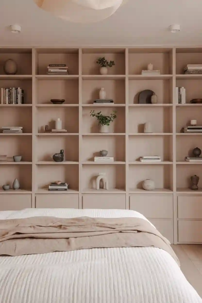 25 Scandinavian Bedroom Decor Ideas 13 Built-In Storage Shelving