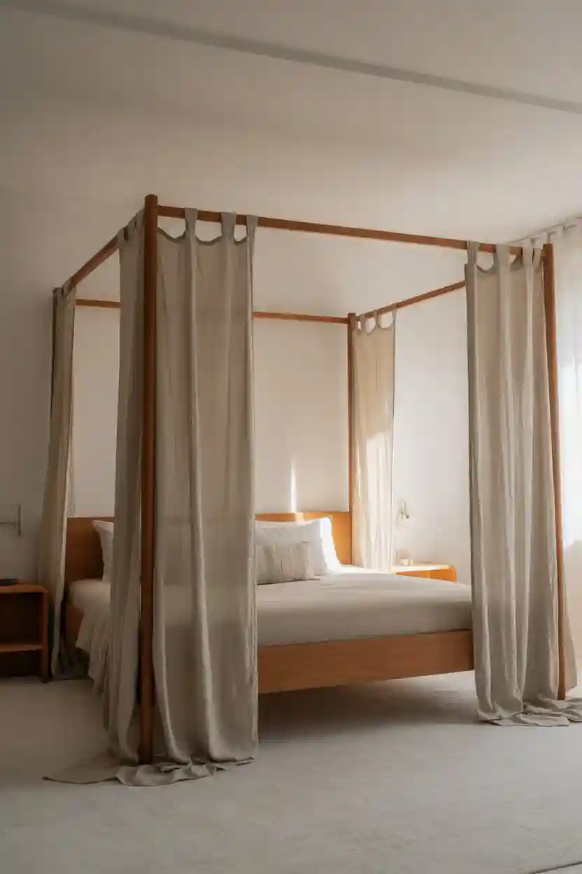 25 Scandinavian Bedroom Decor Ideas 21 Canopy Bed with Sheer Curtains