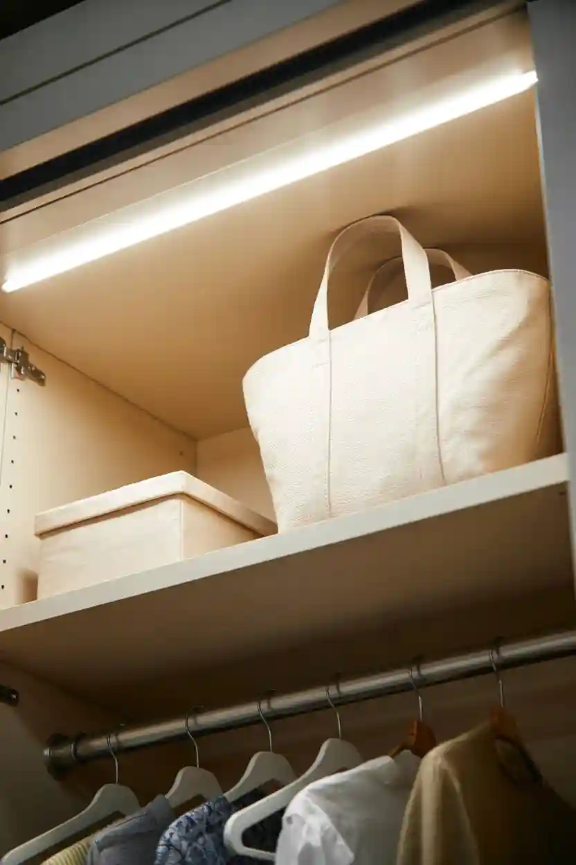 25 Wardrobe Organization Tips 11 Install an Extra Shelf in the Gap Above the Hanging Rod