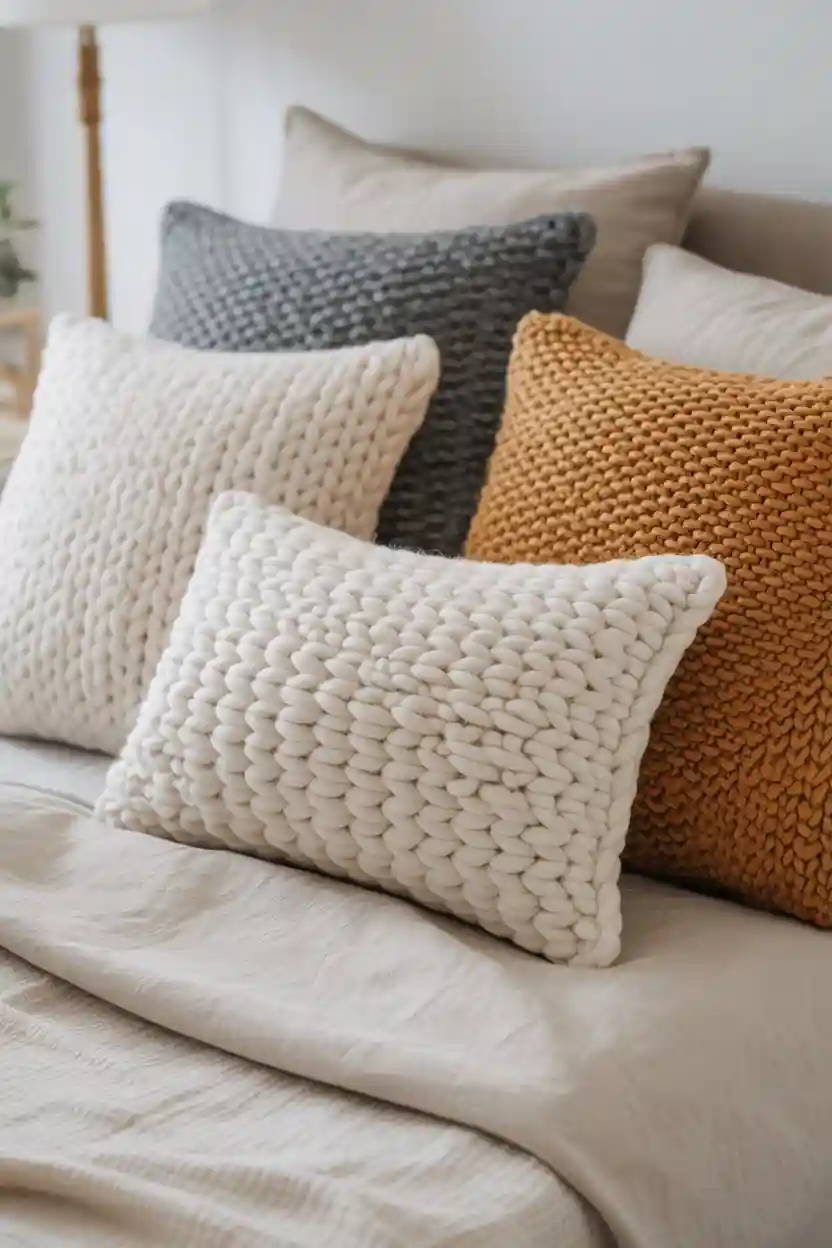 25 Scandinavian Bedroom Decor Ideas 20 Knitted Pillow Covers