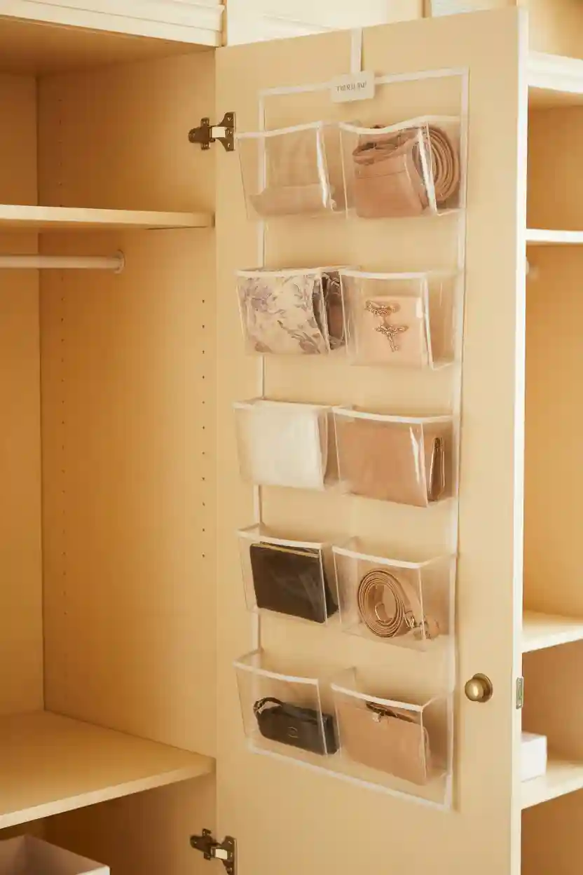 25 Wardrobe Organization Tips 13 Use Over-the-Door Shoe Pockets for Small Items