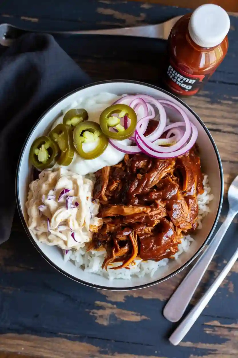 BBQ Pulled Chicken Rice Bowl