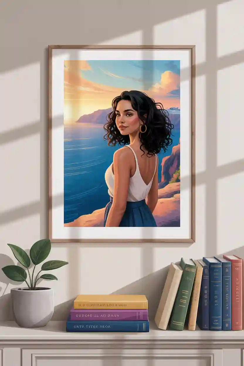 20 Custom Travel Gifts Ideas 14 Custom Illustrated Portrait in Travel Setting