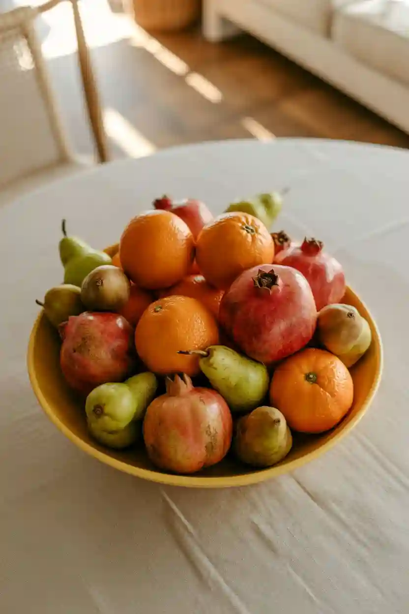 20 DIY Table Centerpiece Ideas 9 Decorative Bowl Filled with Seasonal Fruit