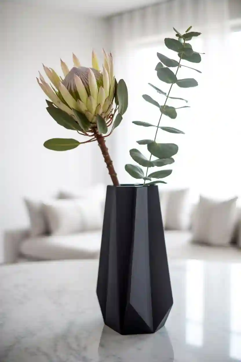 20 DIY Table Centerpiece Ideas 16 Geometric Vase with Single Stem Flowers