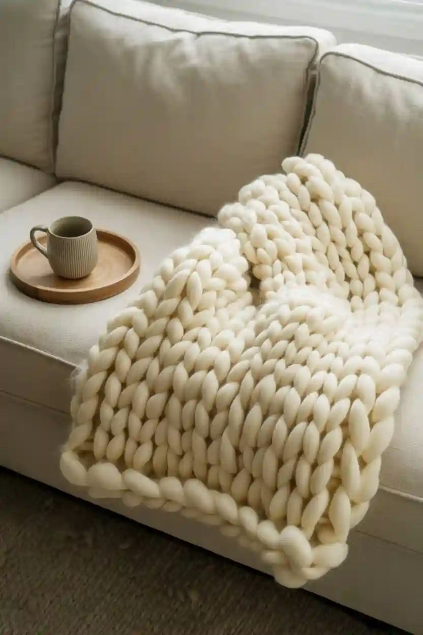 24 Cozy Handmade Gift Ideas 8 Knitted Chunky Throw Blanket