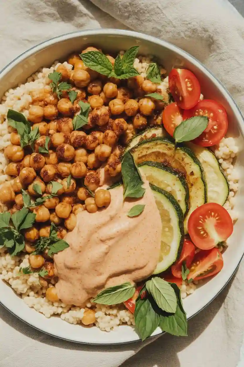 Lemon Herb Chickpea and Couscous Bowl