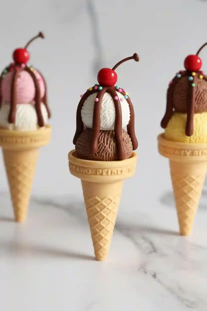 Miniature Waffle Cones with Toppings