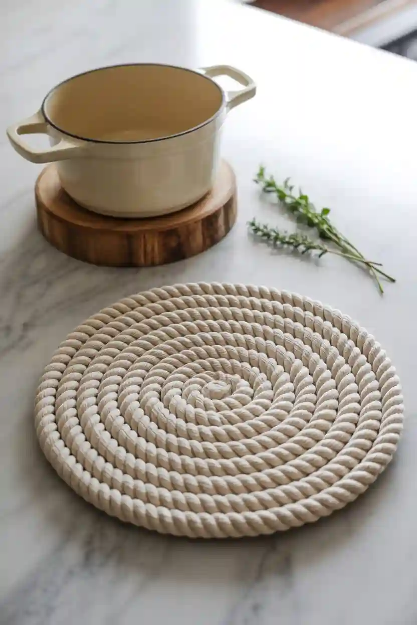 24 Cozy Handmade Gift Ideas 18 Natural Rope Trivet