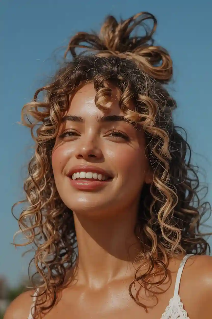 20 Summer Hairstyles Ideas 11 Pineapple Updo for Curls