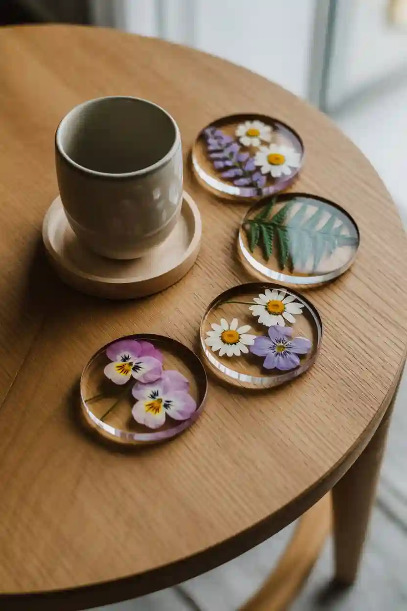 24 Cozy Handmade Gift Ideas 9 Pressed Flower Resin Coasters