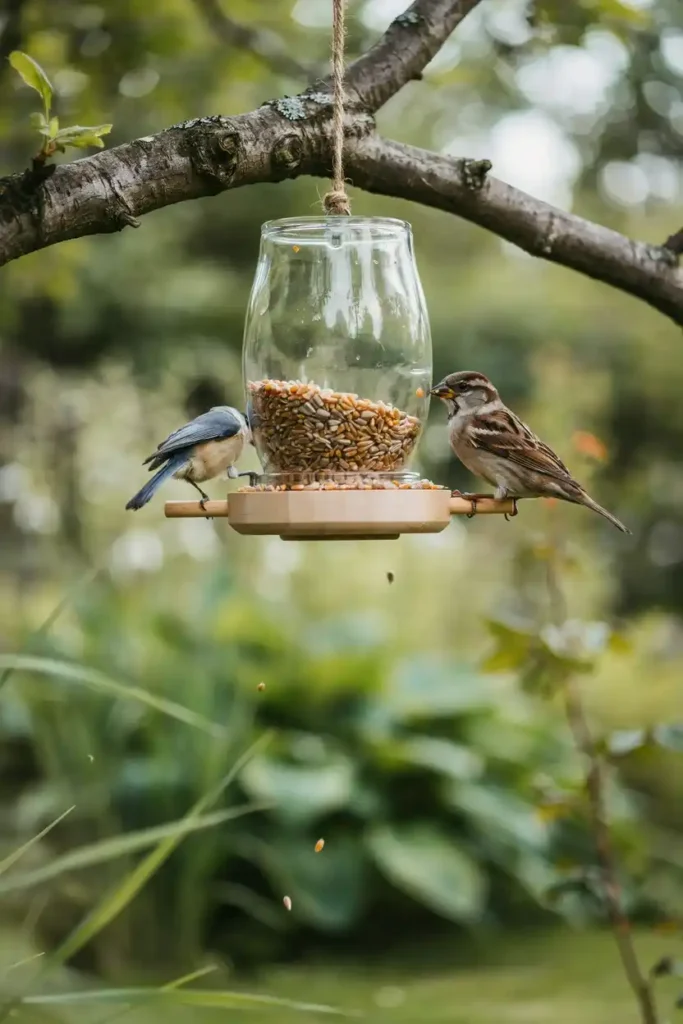 12 DIY Upcycled Bottles Decor Ideas 4 Bottle Bird Feeders