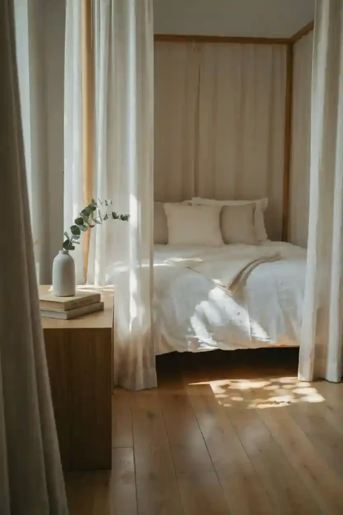 12 Aesthetic Bedroom Decor Ideas 1 Canopy Bed with Sheer Curtains
