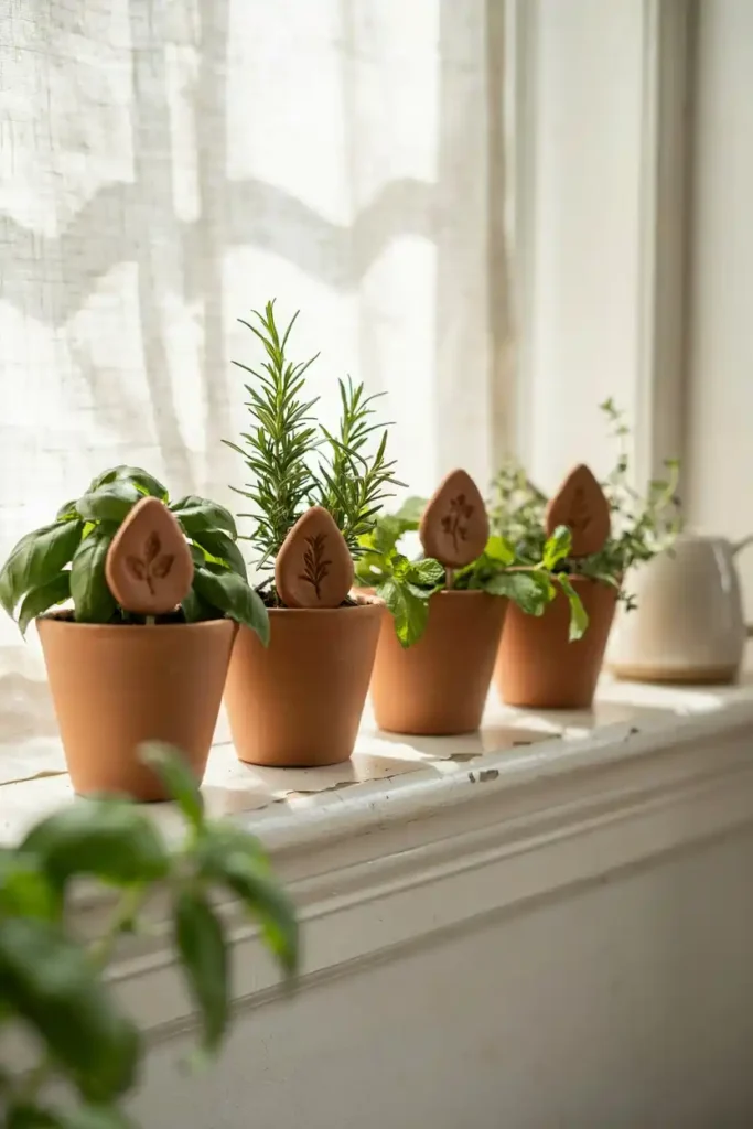 Clay Herb Markers for Indoor Plants